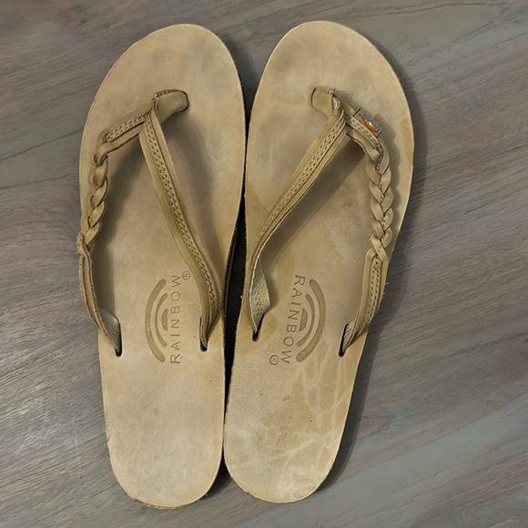 Rainbow ‘Flirty’ Braided Leather Flip Flop Size XL - Picture 2 of 4